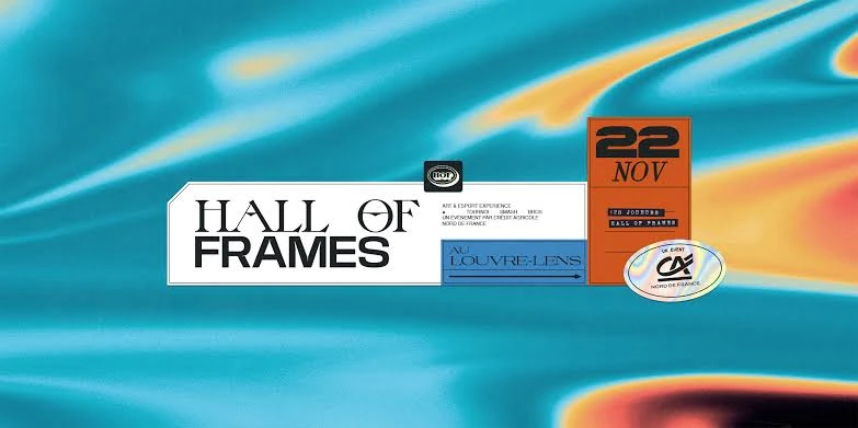 Affiche du premier Hall of Frames : Art and esport experience, tournoi Smash Bros au Louvre-Lens, un événement Crédit Agricole Nord de France.